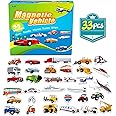 SpriteGru 33 PCS Vehicle Foam Magnets for Toddlers Kids, Perfect for Preschool Learning (Land Air Ocean All Included)