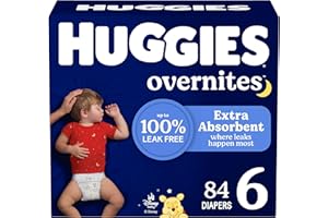 Huggies Size 6 Overnites Baby Diapers: Overnight Diapers, Size 6 (35+ lbs), 84 Ct (2 Packs of 42), Packaging May Vary