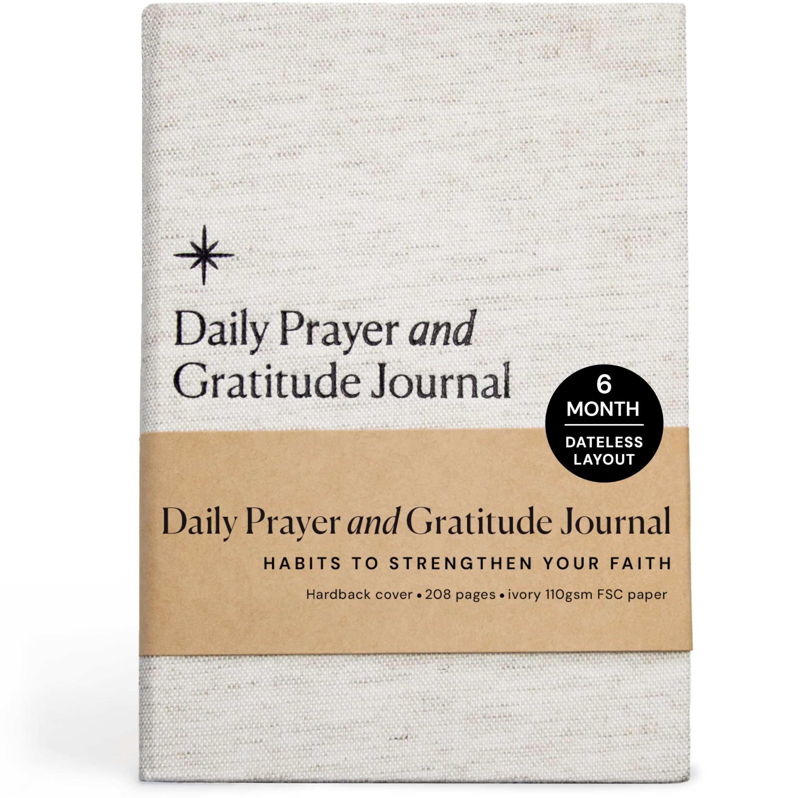 Daily Prayer & Gratitude Journal - 6 Months | White Cotton Day by Day Planner for Bible Affirmations & Prayer Requests | Positivity Journal for Study & Praying | Religious Gift