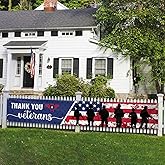Thank You Veterans Banner Patriotic Festival Flag 120 x 20 Inch With 6 Brass Grommets for Outdoor House Yard Lawn Fence Garden Decor(Veterans Banner)