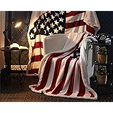 UKELER Sherpa Throw 50'' x 60'' American Flag Fleece Blanket Super Soft Reversible Ultra Plush Blanket for Kids, Toddler, Infant
