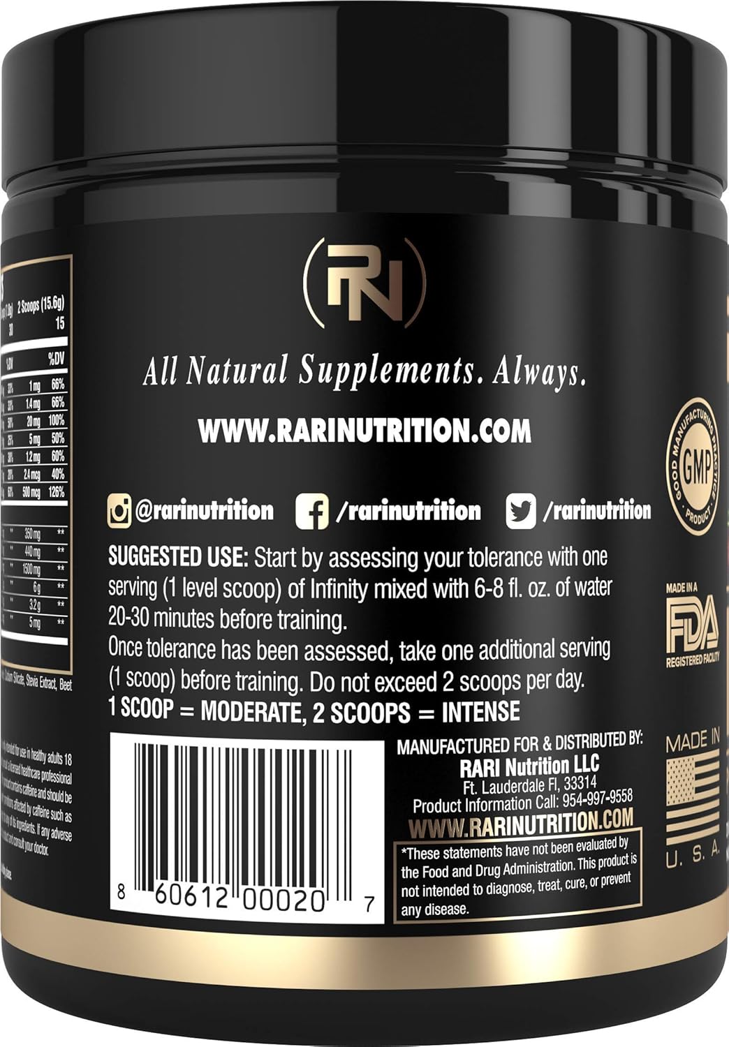 RARI Nutrition - Infinity Pre Workout Powder - Natural Preworkout Supplement for Men and Women - Keto and Vegan Friendly - No Creatine - 30 Servings - (Strawberry Lemonade): Health & Personal Care