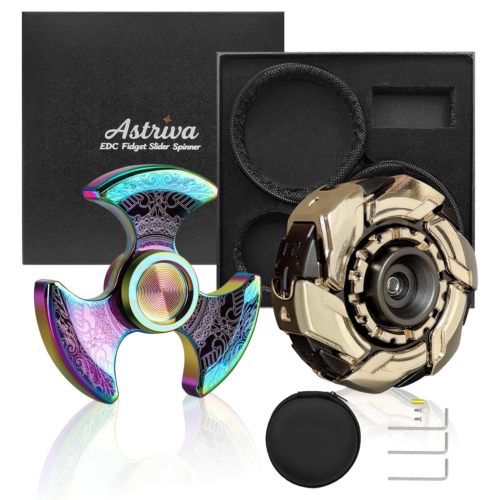 Fidget Spinner Metal Magnetic Silent Spinning Top EDC, Fidget Spinners Open Armor Anti Stress Finger Toys, Hand Toy for Adults Stress Relief, Focus & Concentration, 2 Pcs