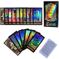 SUNHHX Tarot Cards Set, 78 Surface Laser Tarot Cards, Tarot Cards with English Instructions Book, Tarot Cards for Beginners (