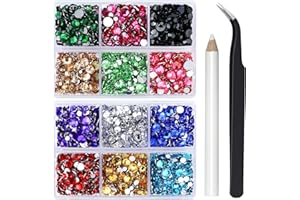 Briskbloom 10000PCS Colorful Rhinestones for Crafts Shoes Clothes, Mix Colors Flatback Rhinestone for Nails, Flat Back Diamond Tumbler Bedazzling Kit, Mixed 2/3/4/5/6mm Glue Fix Rhinestone Gems