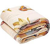 XIBLC Boho Throw Blanket, 100% Cotton Ultra Soft Luxury Throw Rustic Quilt, 50"x60" Floral Bird Butterfly Farmhouse Decor Bed