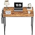 CubiCubi Study Computer Desk 32" Home Office Writing Small Desk, Modern Simple Style PC Table, Black Metal Frame, Rustic Brown