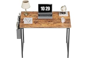 CubiCubi Study Computer Desk 32" Home Office Writing Small Desk, Modern Simple Style PC Table, Black Metal Frame, Rustic Brown