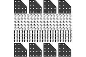 Seekliny 8pcs 2040 Aluminum Extrusion Joint Plate Connector Corner L Bracket 12-Hole 2040 V Slot Hardware T Slotted Accessories with T Nuts and Screws for Aluminum Profile 3D Printer Frame Part Black