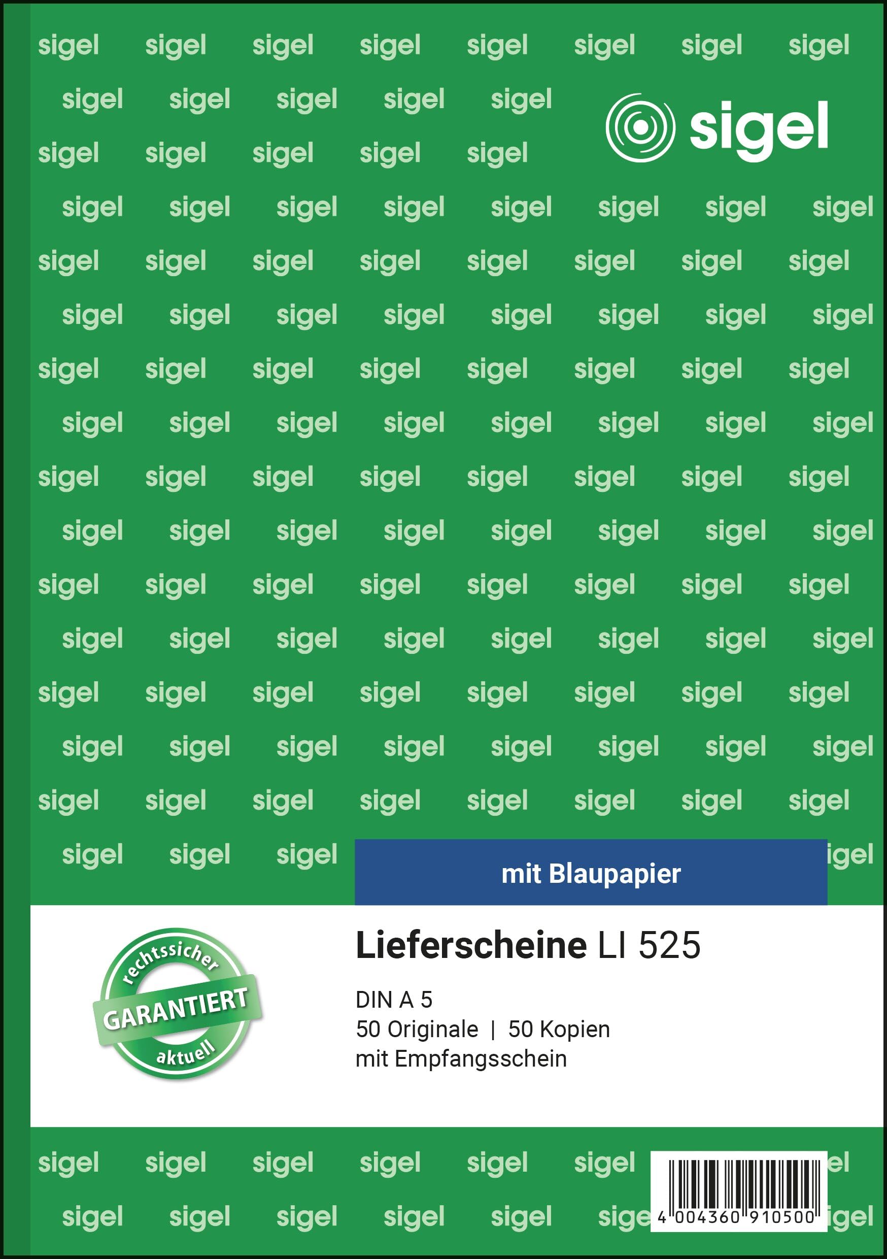 SIGEL LI525 Delivery Notes with Receipt A5 2x50 Sheets with Blue Paper Ultra Fine Micro Perforation