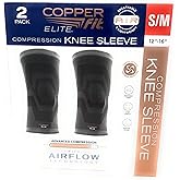 Copperfit Elite Air Knee Compression Sleeve, S/M, 2 Pack, Joint Pain Relief (Small/Medium (12"-16"))