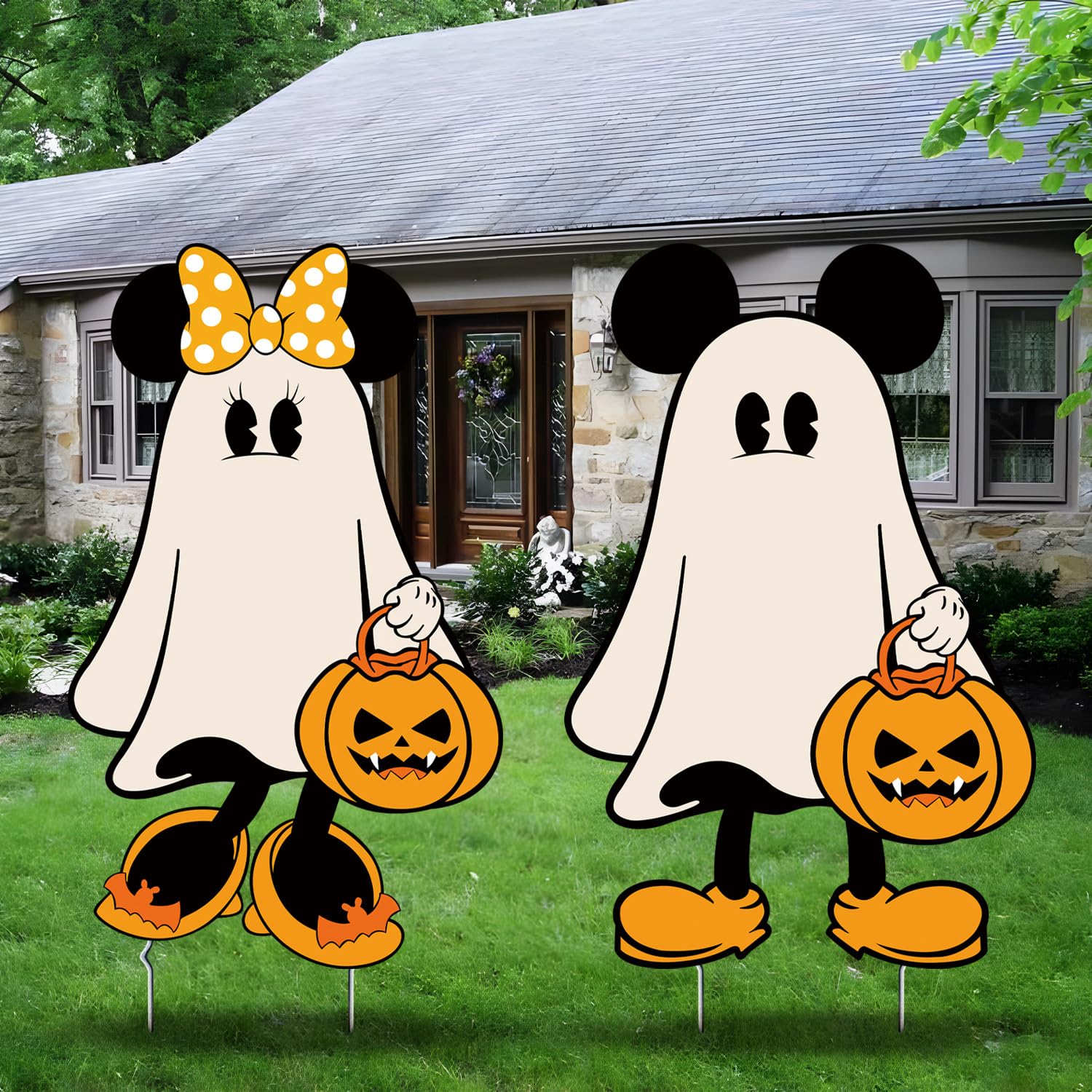 Photo 1 of 27.5 Inch Halloween Decorations Outdoor, 2pcs Mouse Halloween Yard Signs with Stakes, Extra Large Spooky Cute Character Sign for Garden Lawn Yard Outdoor Party Decor