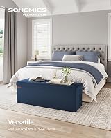 SONGMICS Storage Ottoman Foldable 38x110x38 cm Velvet Deep Blue LSF277Q51 view 4