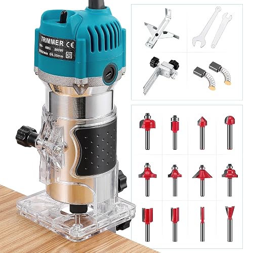 Tender Router Small Size Router Tool, 1.25HP 6.5Amp 30000RPM Corded Electric Compact Router with ...