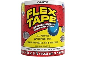 Flex Tape, Original Thick Flexible Rubberized Waterproof Tape - Seal and Patch Leaks, Works Underwater, Indoor Outdoor - Home RV Roof Plumbing and Pool Repairs, White, 4 in x 5 ft, Pack of 1
