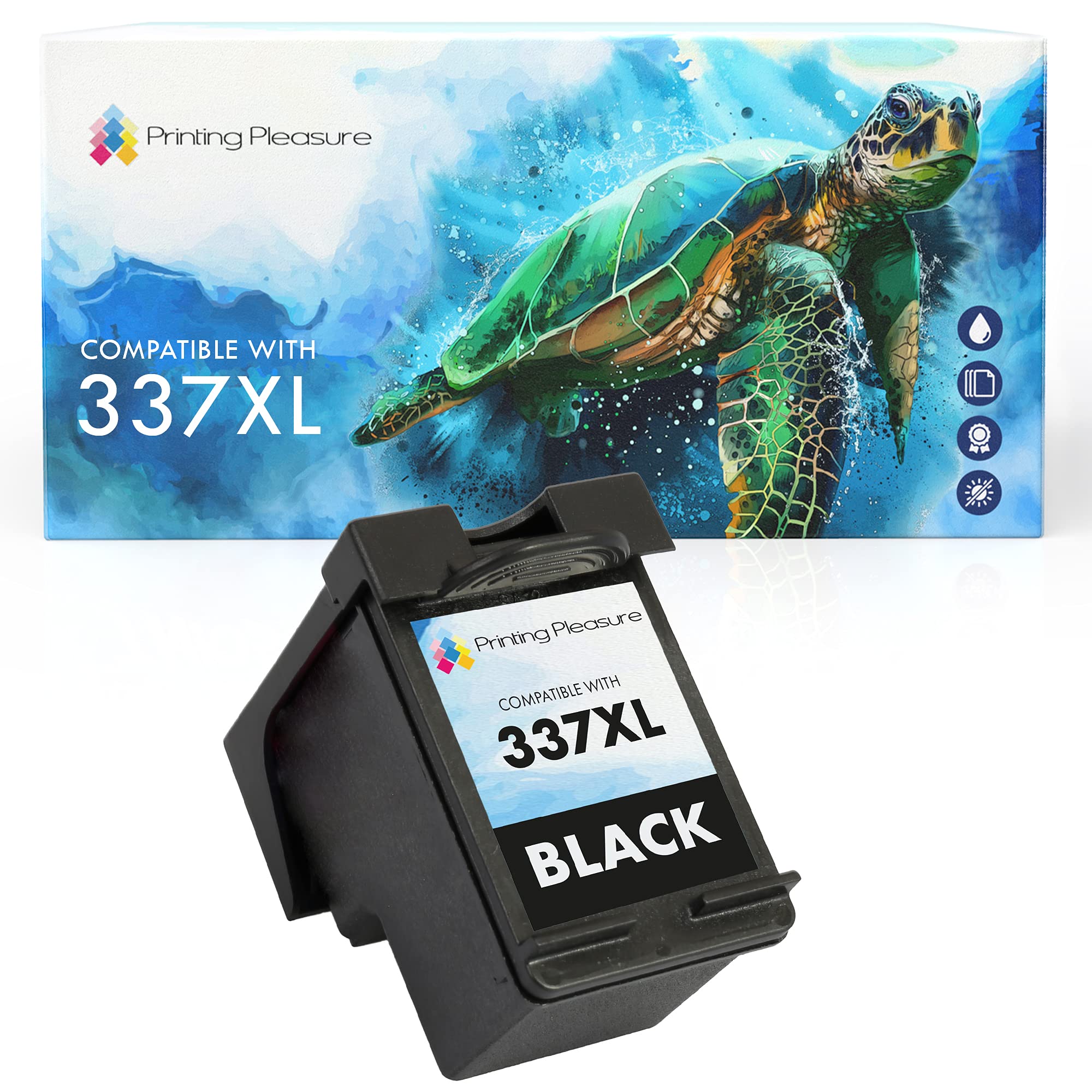 Printing Pleasure Remanufactured Ink Cartridge Replacement for 337 for Photosmart 2500 2570 2573 2575 C4110 C4180 8049 DeskJet D4160 5940 6980 Officejet 6300 6310 6313 6315 - Black, High Capacity