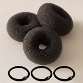 3 Pcs Black Hair Bun Maker - Hair Donut Set for Kids Girls Women(Medium) | 3 Elastic Bands, Hair Donut Bun Maker Tool for Short and Thin Hair Crown Shapers Accessories (3 Inch)