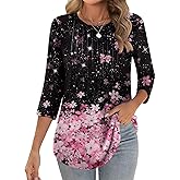 Zeagoo 3/4 Length Sleeve Womens Tops Crew Neck Loose Fit Shirts Pleated Cute Clothes Dressy Casual 2026 Summer Tunics