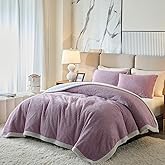 Luxury Flannel Fleece Sherpa Blankets Twin Size for Bed, Jacquard Boho 3-Layer Thick and Warm Blanket for Winter, Soft Cozy Fuzzy Plush Velvet Blanket with 2 Pillow Cases, Purple, 68x86 Inches