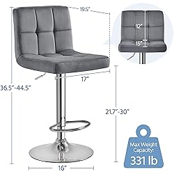 Yaheetech Bar Stools Set of 2, Adjustable Velvet