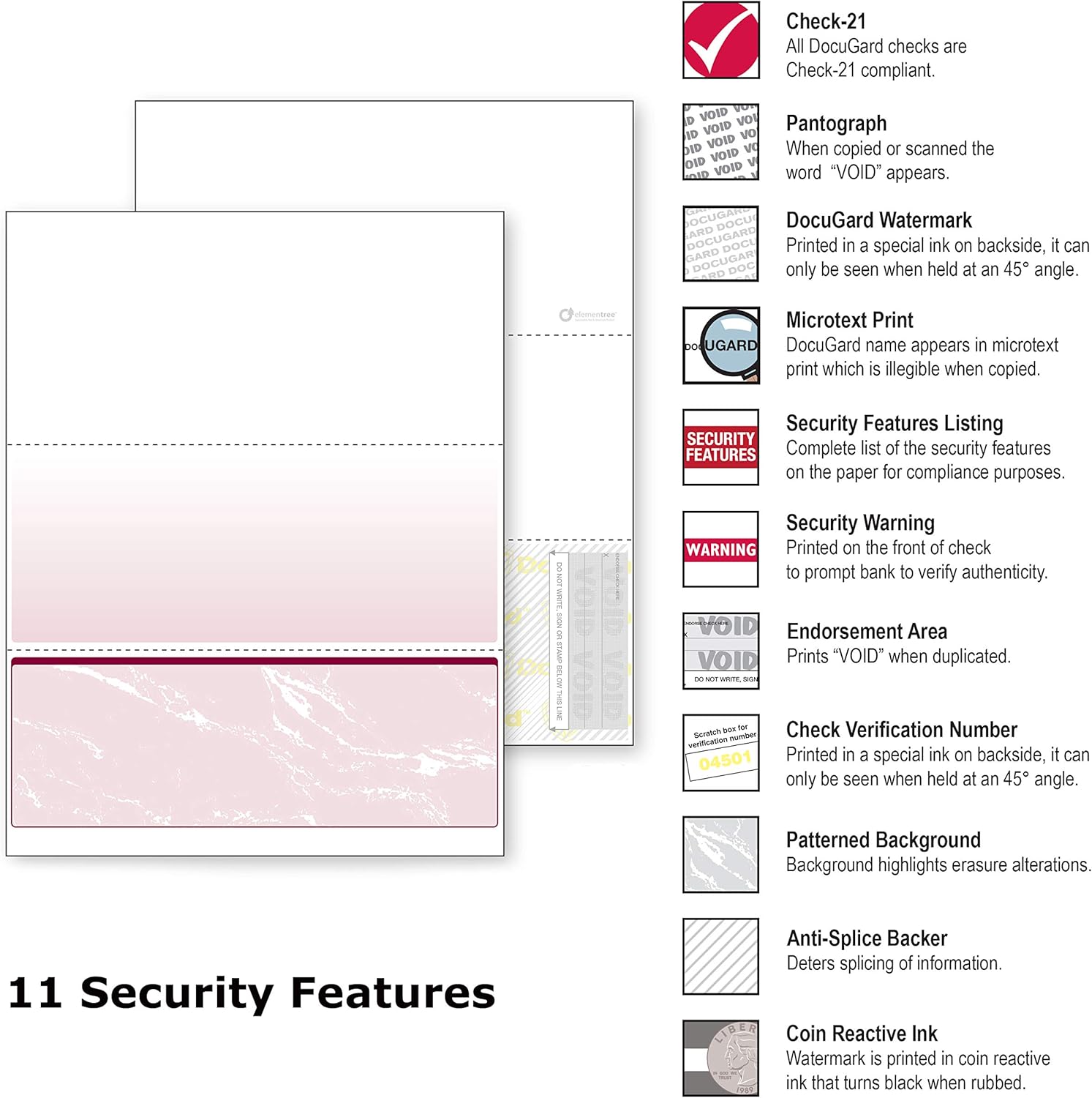 DocuGard Burgundy Marble Bottom Check, 8.5 x 11 Inches, 24 lb, 500 Sheets, 1 Check Per Sheet (04519) : Office Products