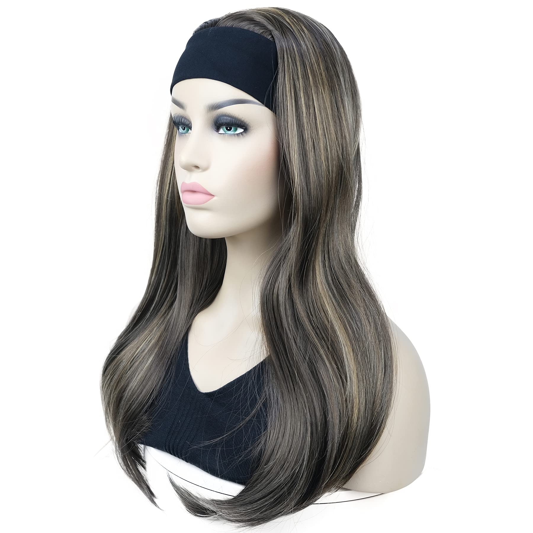 Lydell Long 3/4 Women's wigs hairpiece Straight with Adjust Black Headband wig Synthetic Hair (8TT124)
