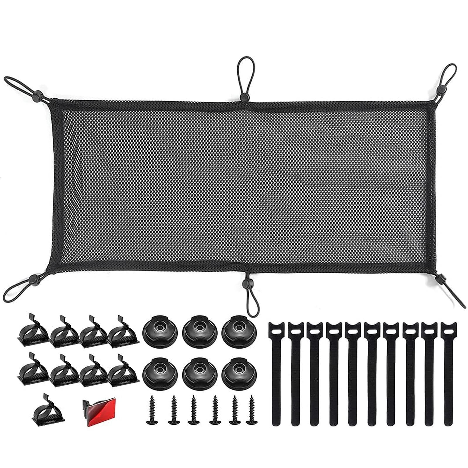 LongZYU Under Desk Cable Tray - Flexible Management System With 6 Holders, Screws, 10 Ties and Clips - Black Cable Net for Desk Tidying
