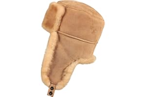 Zavelio Unisex Shearling Sheepskin Trooper Russian Ushanka Winter Fur Hat
