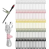 Nearockle 100Pcs Silicone Cable Ties Cord Organizer for Bundling Earphone, Phone Charger, Computer Cords, Reusable Cable Ties Wire Organizer in Home,Office,Kitchen,School (5 Colors)