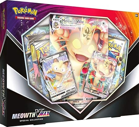 Amazon Com Pokemon Tcg Meowth V Teaser Box 5 Booster Packs 2 Foil Promo Cards 1 Oversize Foil Card Genuine Cards Toys Games