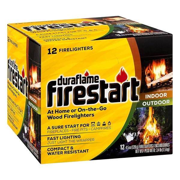 DURAFLAME FIRESTART INDOOR/OUTDOOR FIRELIGHTERS, 12 PACK , YELLOW