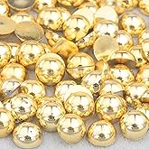 Niziky 1500PCS Flat Back Half Round Pearls, 4mm Gold Pearls Gems Beads for Crafts, Jewelry Making, Shoes, Cup, Nail Art Decoration