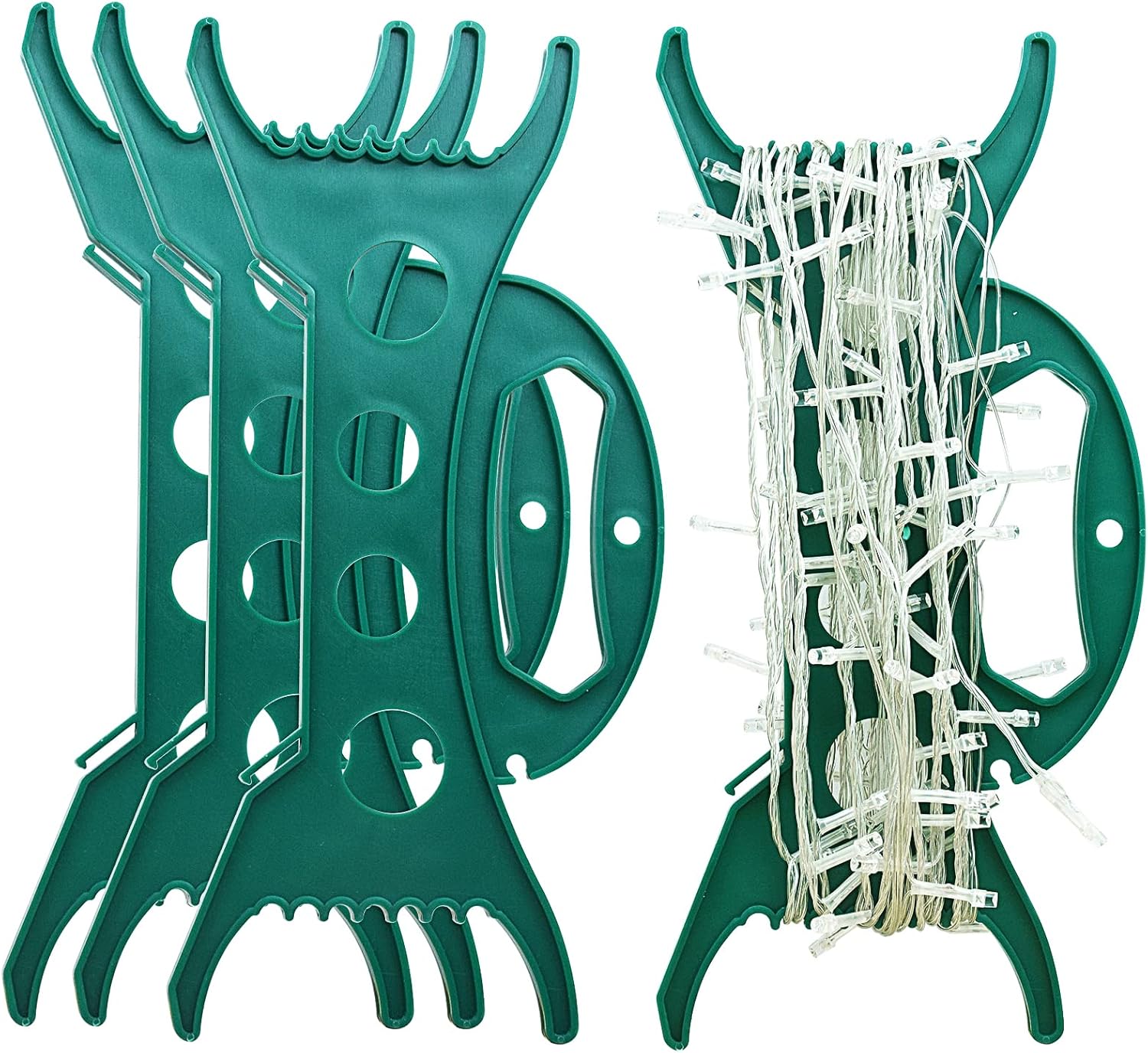 Holiday Décor Storage - 4PCS Christmas Lights Storage Holder Green Christmas Lights Organizer All Purpose Light and Cord Wind Up Cord Storage Reel Extension Cord Organizer Christmas Light Winder for Tree Lights Garland Beads