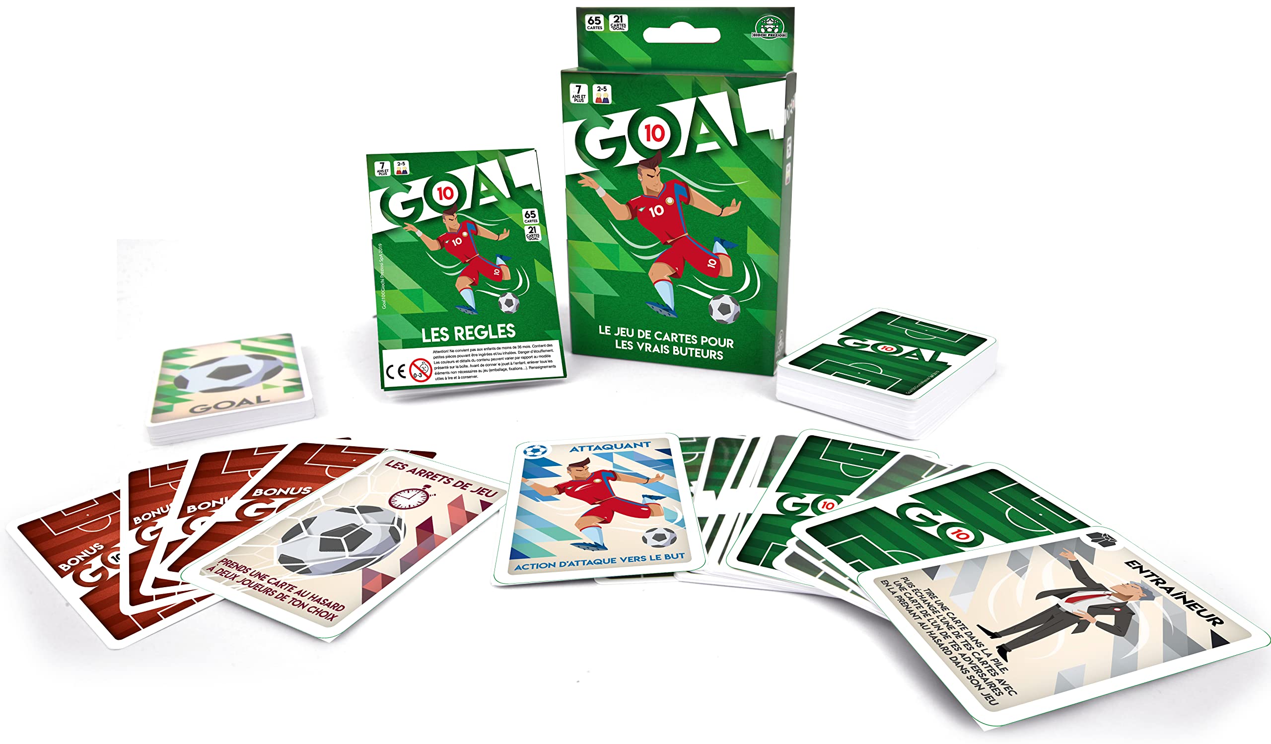 Giochi Preziosi, GOAL 10, Card Game for Family and Friends on Football, 2 to 5 Players, 65 Cards, Board Games from 7 Years, DEC01