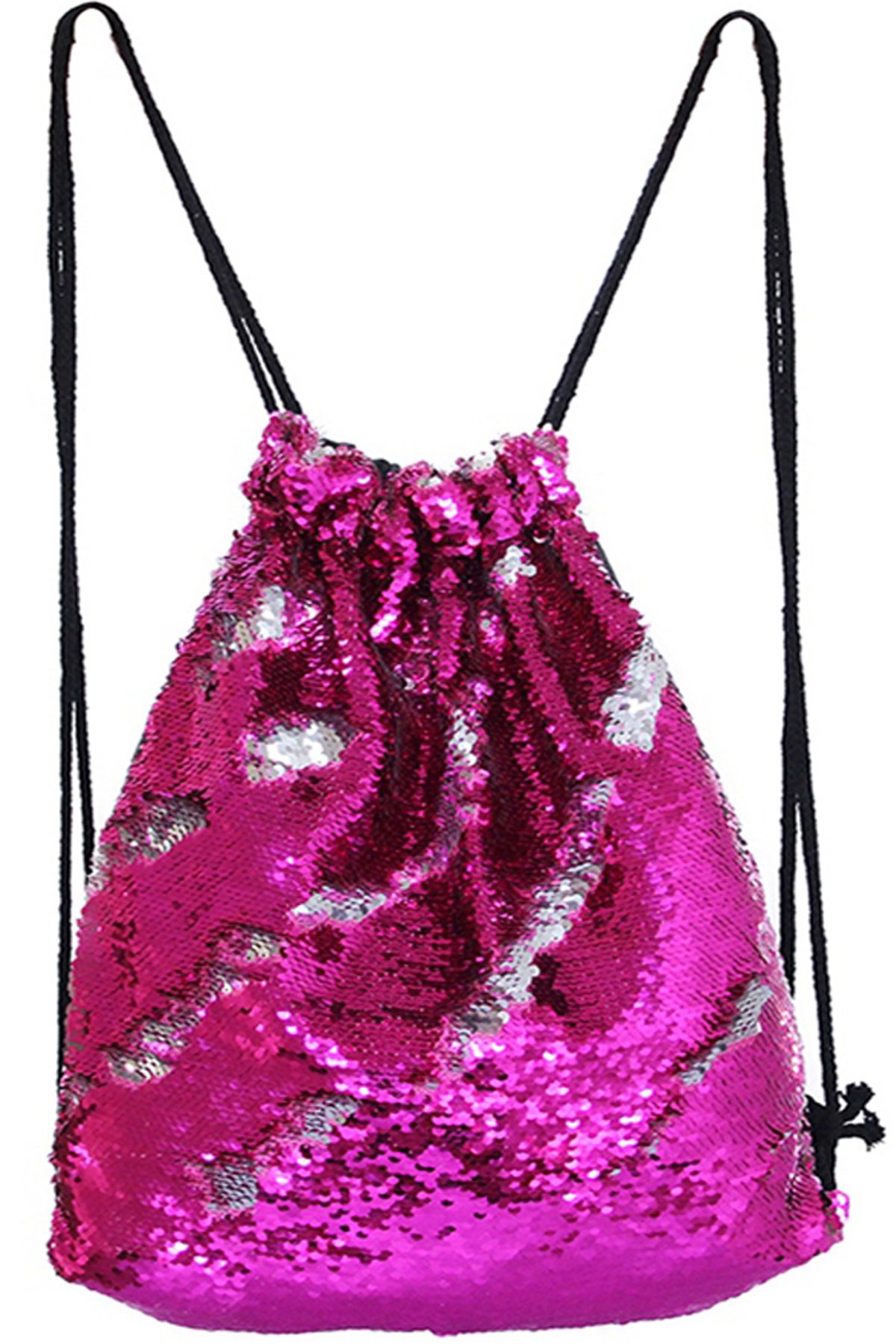 TUONROAD Cute Drawstring Mermaid Sequin Backpack Women Girls Shoulder Dance Bag