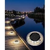 T-SUN Solar Dock Lights Driveway Deck Lights, 3 Color Modes, 6 Packs | Solar Powered Outdoor Waterproof LED Driveway Marker Light for Step, Pathway, Sidewalk, Garden, Yard(Natural/Warm/Cool White)