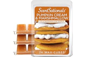 Scentsationals Fall Wax Melts, Wax Cubes Strong Scent - Pumpkin Spice Marshmallow Cream - Long Lasting Scented Melts for Warmer, 10oz (24-Cubes)