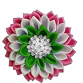 Pink, Green and White 4.5" Sorority Paraphernalia Flower Brooch Pin for Women Greek, AKA Sorority Inspired for D9 Events, Conferences, Luncheons, J15