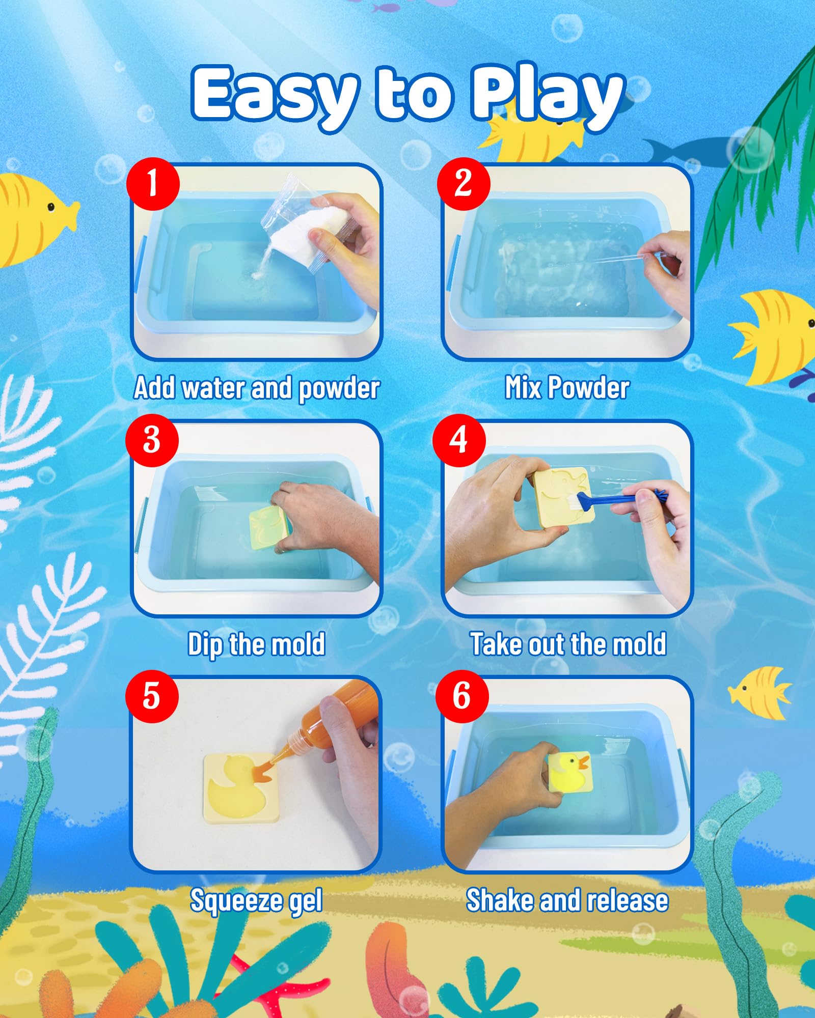 FADAWU 24 Colors Magic Water Elf Toy Kit - Aqua Fairy Water Gel Kits with 16 Molds, DIY Squishy Maker Set for Kids, Water Pets Squishies Toys, Party Favors Arts & Crafts for Boys & Girls