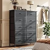 Flrrtenv Dresser for Bedroom with 10 Drawer, Commode De Chambre, Fabric Chest of Drawers with Wooden Top, Tall Dressers Stora