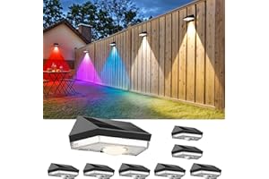 UGDLUCK Solar Fence Lights,9 Lighting Modes ＆ Color Changing Mode IP65 Waterproof Outdoor, Solar Deck Lights for Outside/Patio/Backyard/Wall/Pool/Fence/Railing/Step(8Pack)