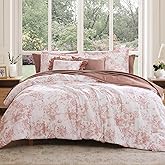 BLOOMHAVEN Full Comforter Set -7 Pieces Pink Floral Comforter Set for All Seasons, Bed in a Bag Full with Botanical Flowers Comforter, Sheets, Pillowcases & Shams