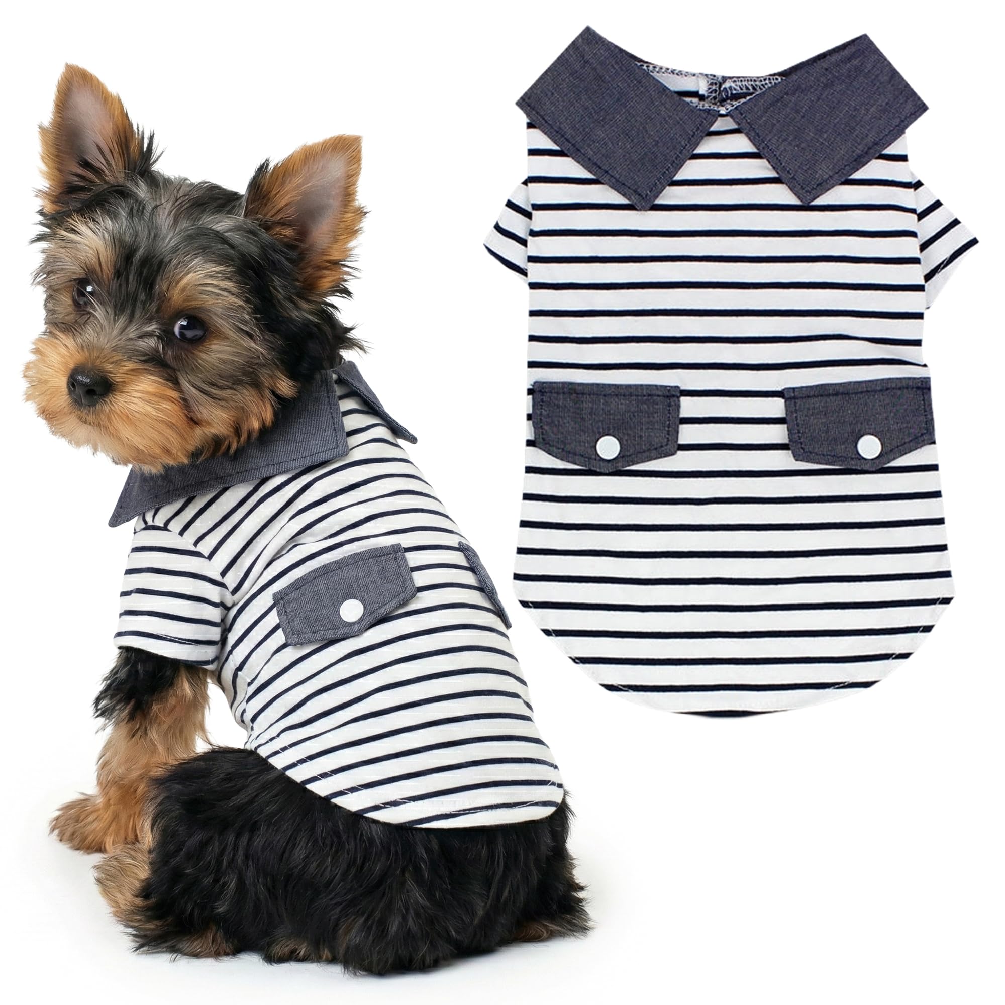 Parisian Pet Dog Clothes Cat Apparel Outfits Preppy Boy Polo, XS