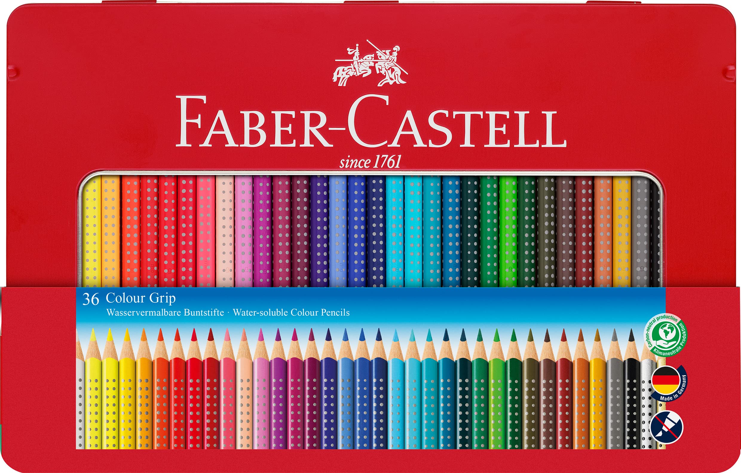 Faber-Castell Tin of 36 Colour GRIP 2001 pencils, multicoloured
