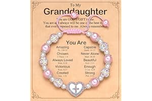 BxkSky You're God's Gift to Me - Cross Heart Bracelet for Granddaughter Birthday Christian Baptism Gifts
