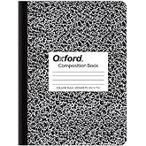 Oxford Composition Notebook, College Ruled Paper, 9-3/4" x 7-1/2", Black Marble Covers, 100 Sheets, 1 Book (63796)