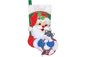 DESIGN WORKS CRAFTS Santa with Kitten Felt Stocking Kit