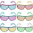 6 Pairs LED Glasses Light Up Shutter EL Wire Neon Rave Flashing Sunglasses LED Glow Plastic Shutter Shades Glasses Glow in The Dark Party Supplies for Clubs, 80s Musical Christmas Halloween Party