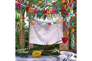 Wavwavw 190 Pcs Sukkot Garland Decorations Shimmering Sukkah Hanging Decorations Paper Chain Strips Sukkot Roof Banner Colorful Indoor Outdoor Party Decorations for Jewish Holiday Festival Supplies