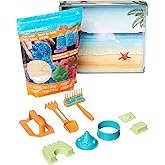 Amazon Basics 3lbs Moldable Sensory Play Sand with Castle Molds and Tool Set, for Kids Ages 3 and Up, Medium, Natural Sand, 1